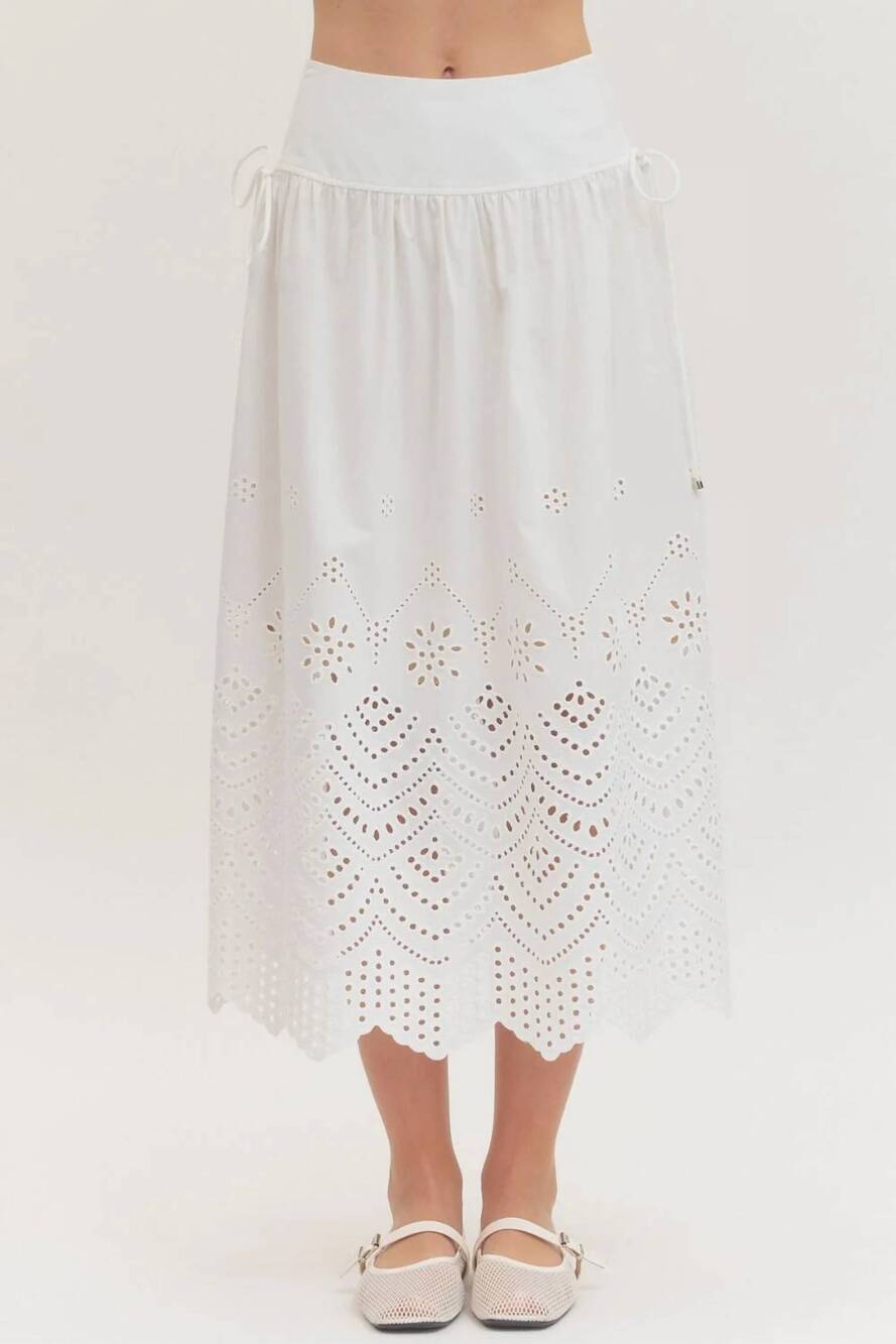 NEW ENTRO lulu midi skirt in off white